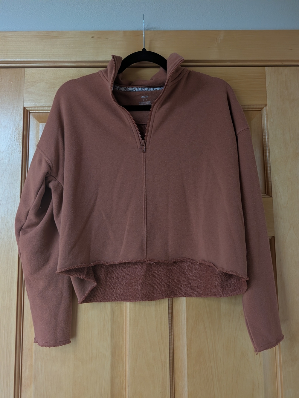 Cropped Half-Zip Women's Sweater - Dusty Rose